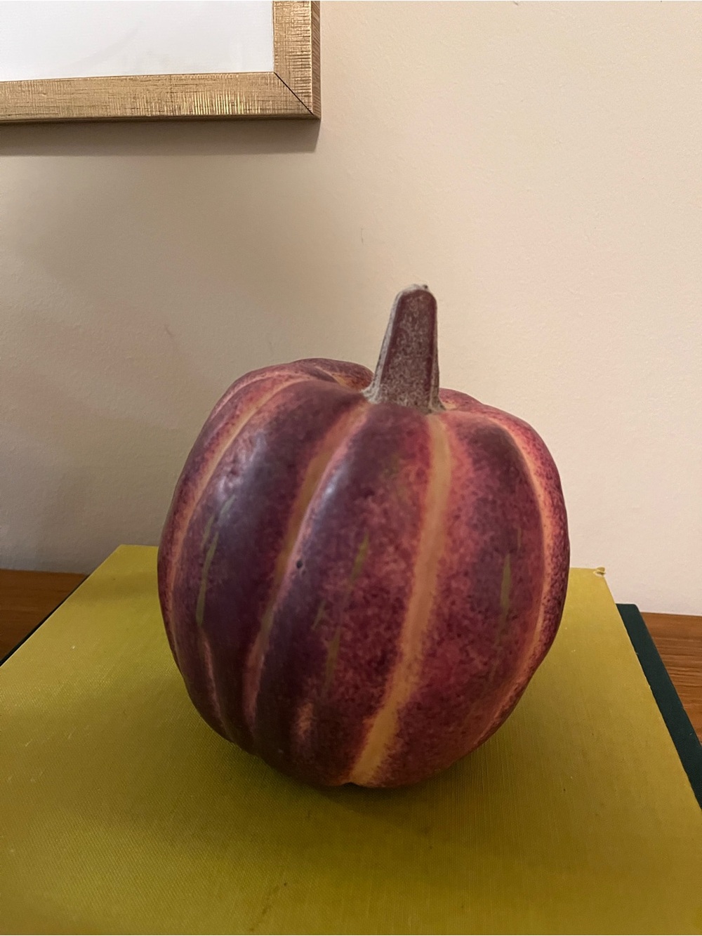 Decorative Pumpkin in Plum and Mustard